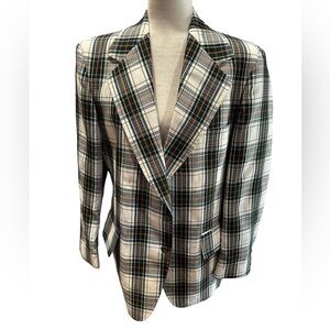 Vintage Hyde Park Moores Union Made Striped‎ Wool Silk Blend Blazer